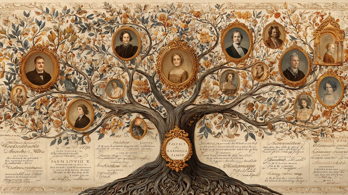 Семейное древо с указанием близких родственников