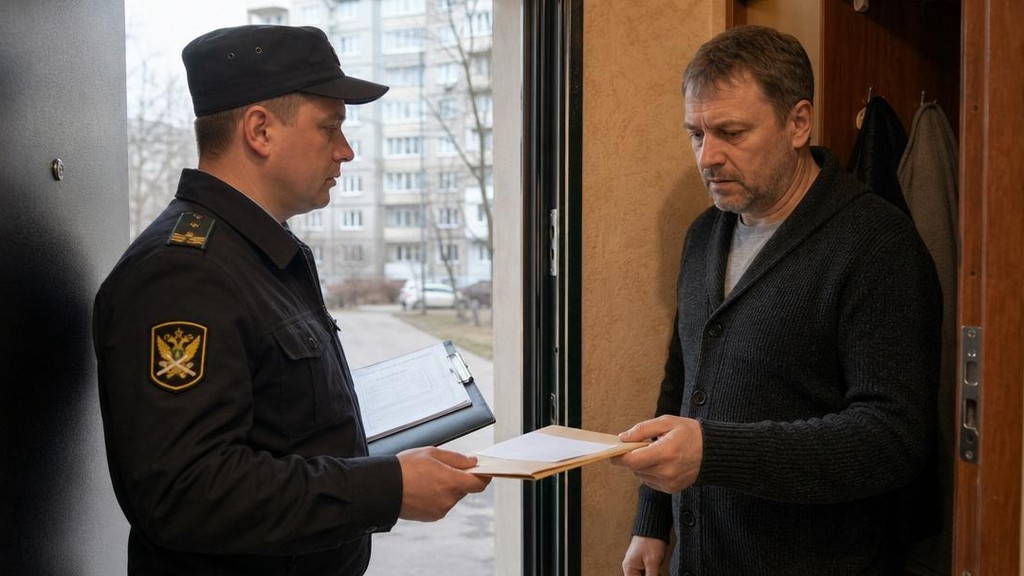 судебный пристав вручает поручителю постановление о взыскании долга