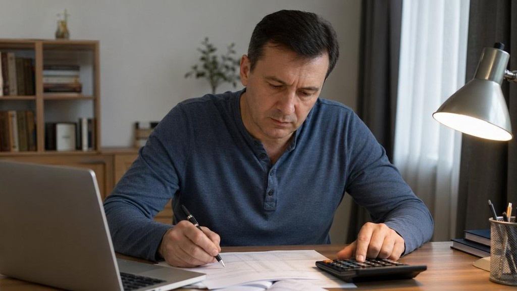 Мужчина считает выгоду от рефинансирования ипотеки