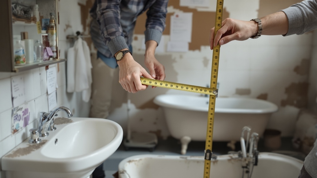 Замеры ванной перед бюджетным ремонтом
