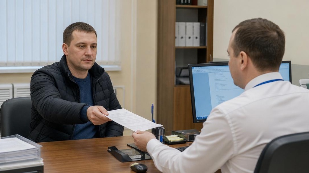 мужчина оплачивает долг судебным приставам в отделении ФССП