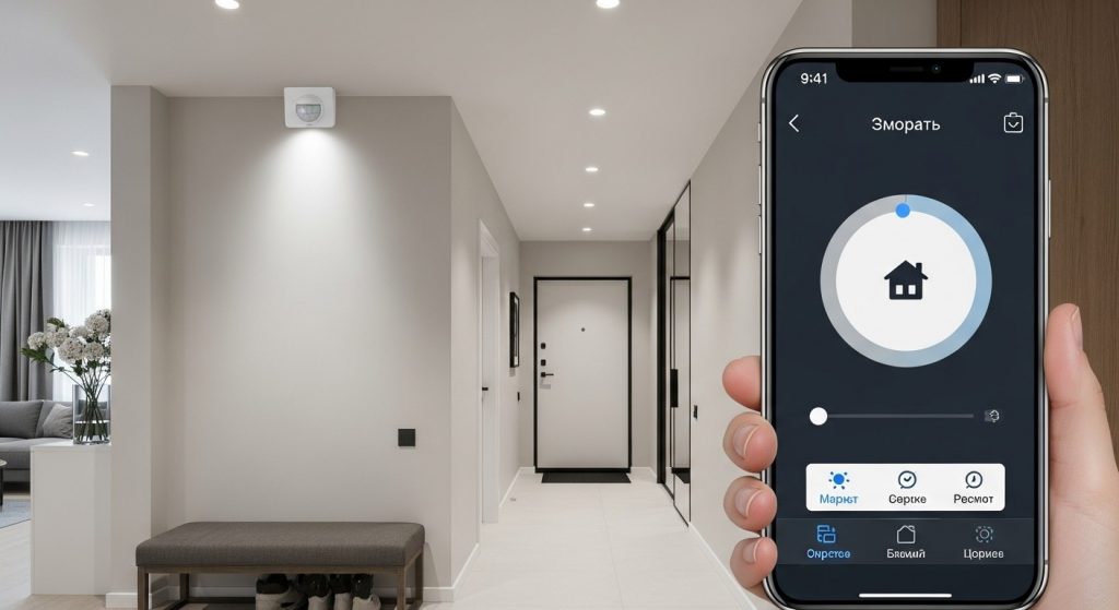 датчик движения в коридоре с автоматическим включением света как элемент системы умного дома для снижения энергопотребления