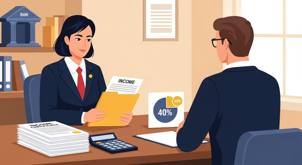 Банковский менеджер проверяет документы заёмщика для одобрения ипотеки