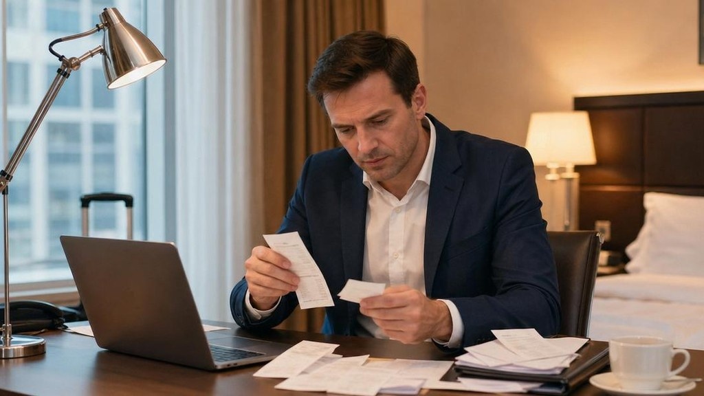 командированный сотрудник собирает чеки для авансового отчета